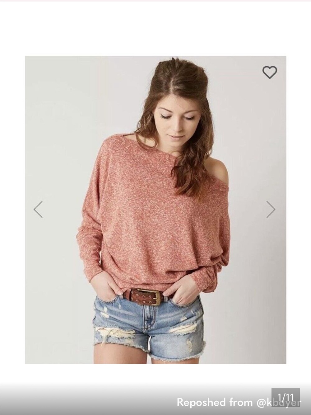 We The Free Women’s Off-Shoulder Cozy Valencia Heathered lightweight sweater M